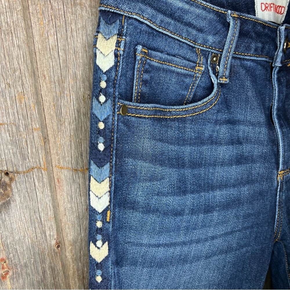 Driftwood Jackie Chevron Embroidered Skinny Jeans sz 26 - Picture 4 of 14